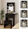 Small Vanity Desk with Mirror and Lights Mini Black Makeup Vanities Set with Storage Chair for Bedroom Compact Make up Dressing Table with Fold-up Panel for Tiny Space
